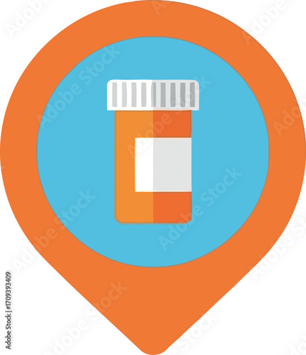 Medical location pin prescription bottle icon healthcare pharmacy finder service vector