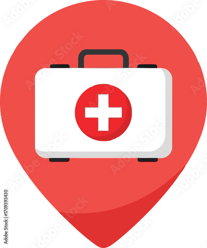 First aid kit location pin medical emergency assistance icon vector vector