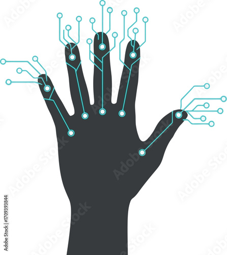 Digital hand cyborg futuristic technology ai neural network concept 3d illustration vector