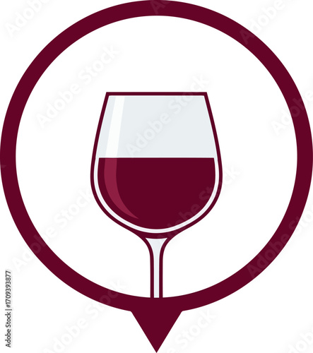 Elegant wine glass icon red wine drink location marker simple minimalist graphic element vector