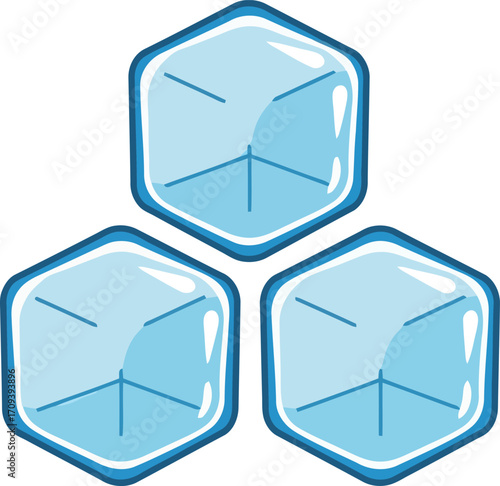 Crystal clear ice cubes stacked abstract refreshment cold drink element vector