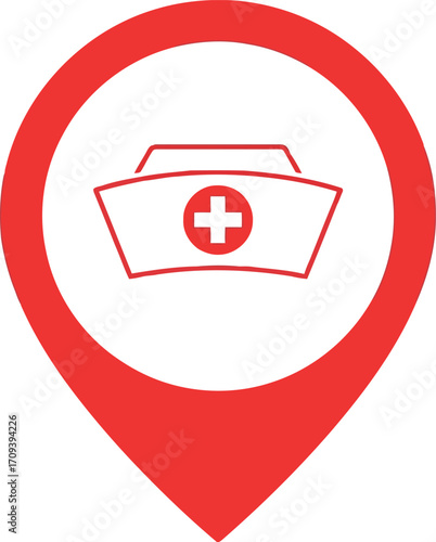 Nurse pin location icon medical healthcare symbol modern clean design vector