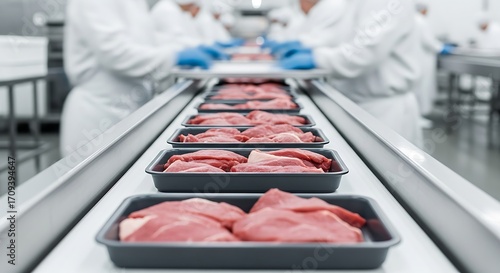 Meat Processing Factory Line.