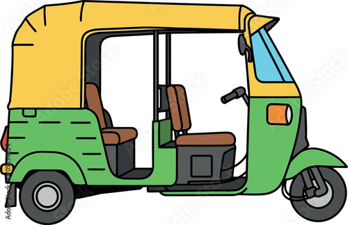 Colorful tuk tuk taxi vehicle illustration for asian transportation and travel concepts vector