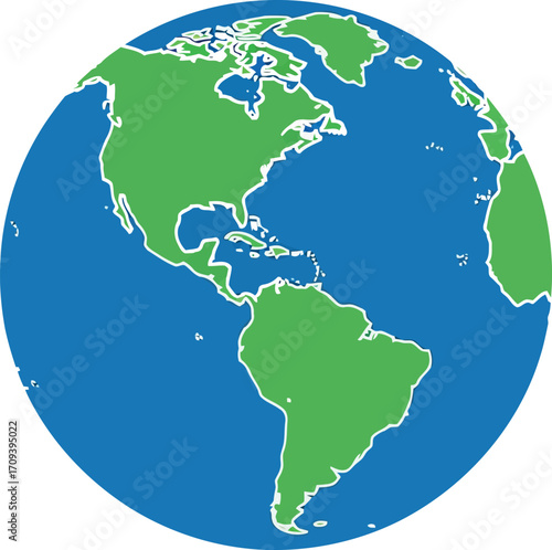 Vibrant earth globe icon north and south america visible isolated globe illustration vector