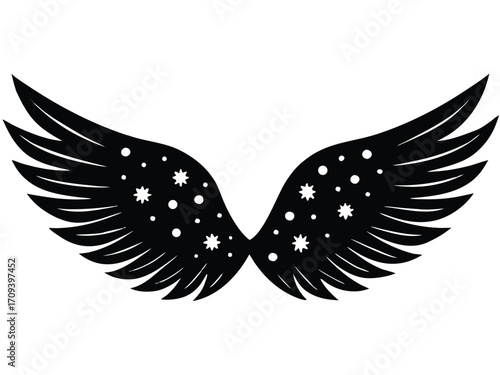 christmas snowy angel wings vector icon