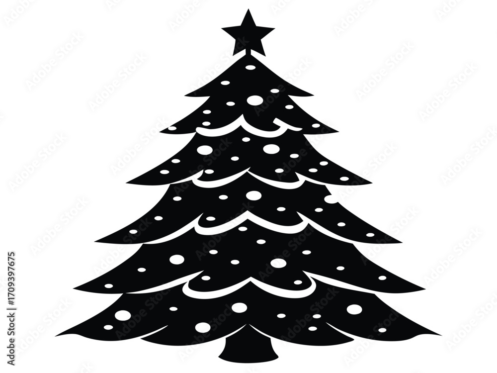 Obraz premium christmas snowy christmas tree vector icon
