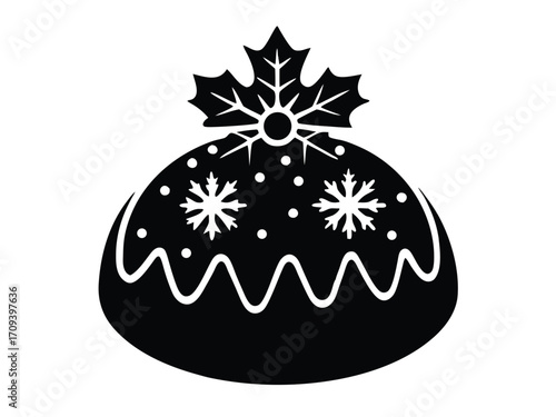 christmas snowy christmas pudding vector icon