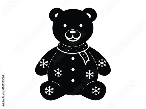 christmas snowy teddy bear vector icon