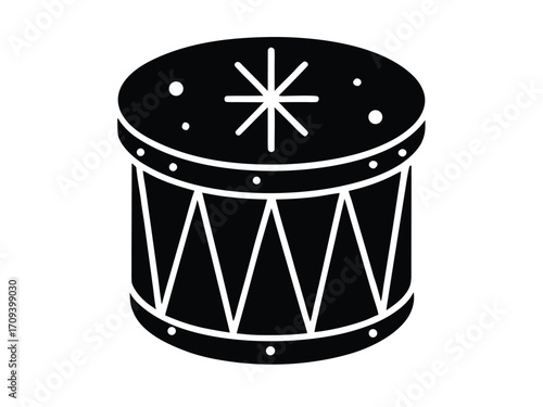 christmas snowy toy drum vector icon