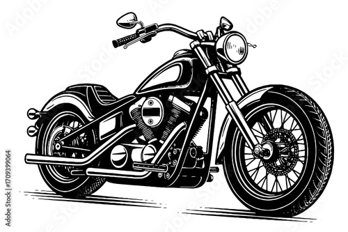 Vintage Chopper Motorcycle Illustration | Classic Biker Design
