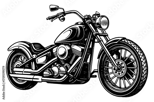 Vintage Chopper Motorcycle Illustration | Classic Biker Design