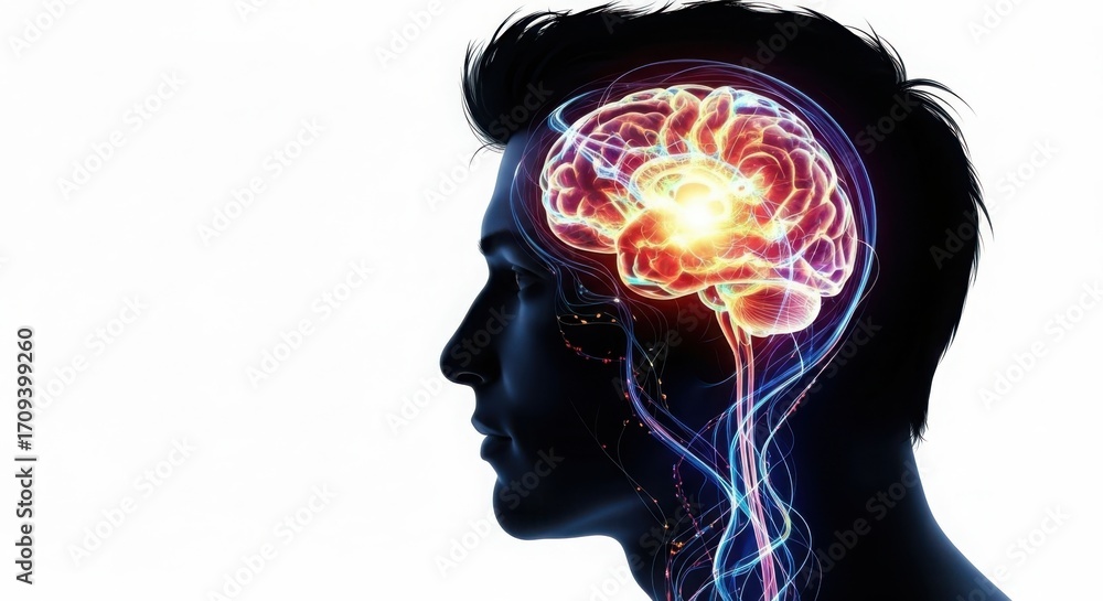 Fototapeta premium Human brain activity and neural network visualization