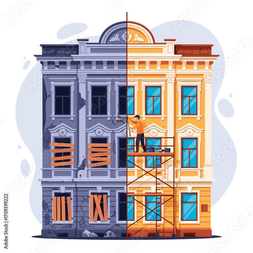 Building Renovation Before and After Transformation.