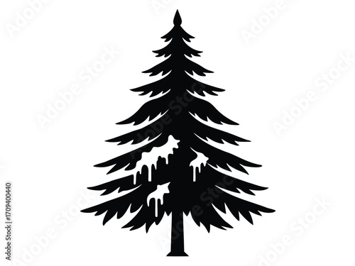 frozen pine tree vector icon