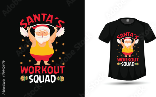 Santa's Workout Squad" Funny Christmas Gym Fitness T-Shirt Vector Design