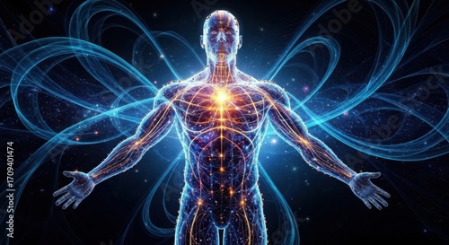 Human body energy field and aura visualization