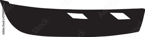 Rowboat silhouette vector, small wooden boat illustration, perfect for water and lake designs.