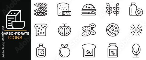Minimal carbohydrate symbols set for nutrition, health, cooking, and meal concepts