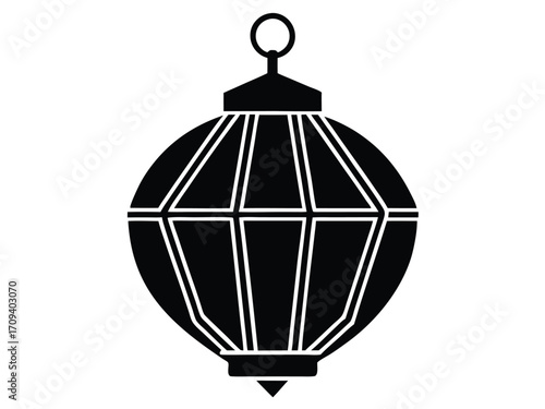 holiday paper lantern vector icon