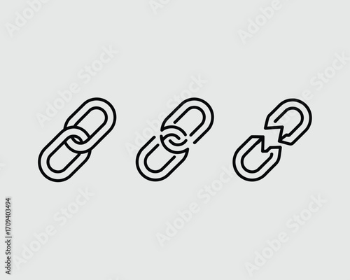 Chain link icons showing connection and breakage broken