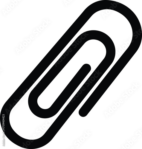 Adobe black paperclip icon isolated on white background, office stationery clip symbol for documents or filesArtwork