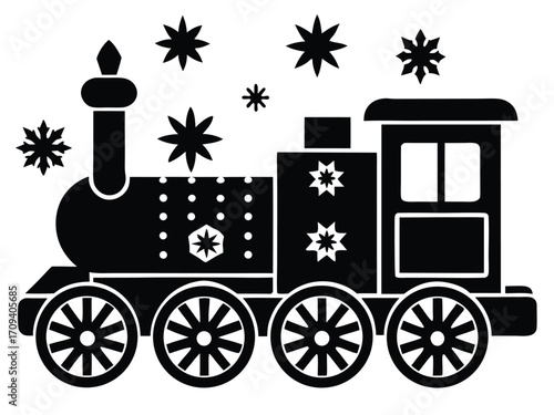 holiday snowy toy train vector icon
