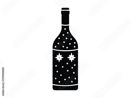holiday wine bottle vector icon