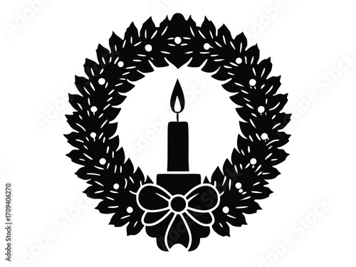 holiday wreath candle vector icon