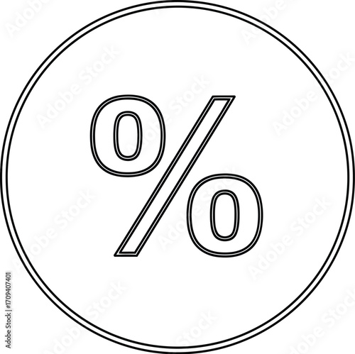 Vector art of percentage sign in circle for discount