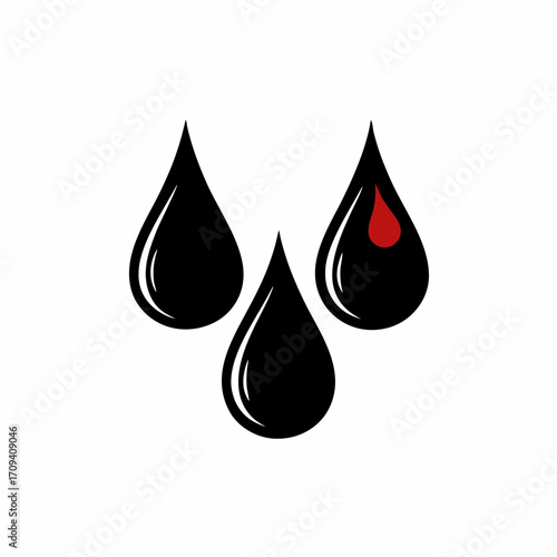 Three black drops with red drop in vector format