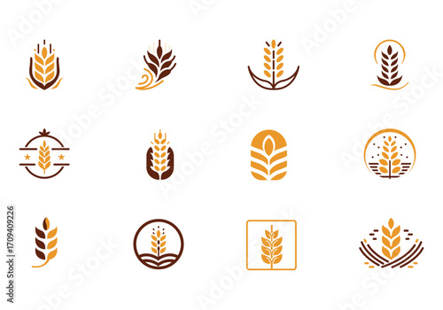 Wheat Minimalist Logo Element Set