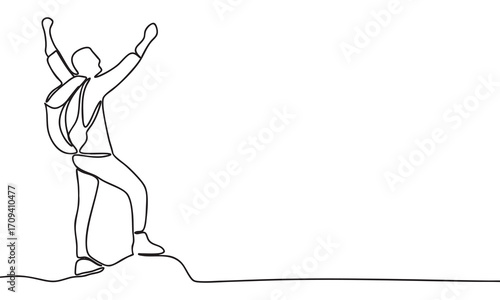 Mountain Climber Celebrating Success