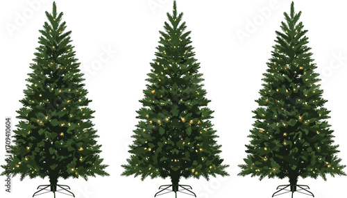 Art & IllustrationArtificial Christmas Trees with Warm LED Lights, Perfect Holiday Decoration, Indoor Festive Decor, Green Pine Tree for Home Celebration