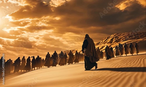 Moses Guiding the Israelites on Their Exodus from Egypt to the Promised Land