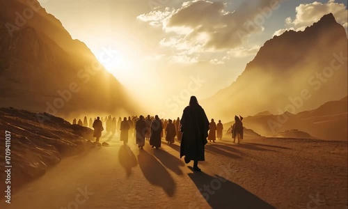 Moses Guiding the Israelites on Their Exodus from Egypt to the Promised Land