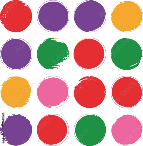 Colorful Circular Brush Stroke Stamps A Vibrant Collection for Artistic Designs and Creative Projects