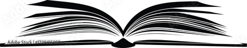 Black and White vector art of a open book