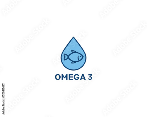 Omega 3 icon vector design art illustration