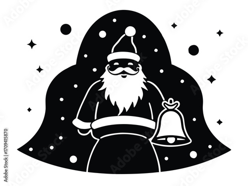 santa snowy jingle bell vector icon