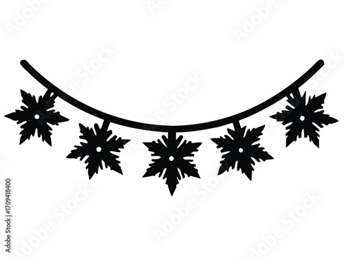 snow covered garland vector icon