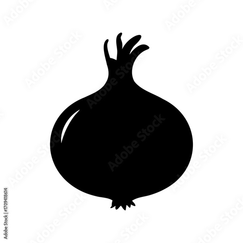 Onion silhouette vector illustration, onion icon vector 