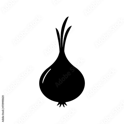 Onion silhouette vector illustration, onion icon vector 