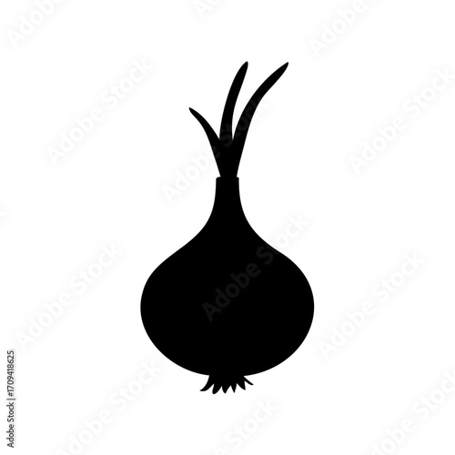 Onion silhouette vector illustration, onion icon vector 