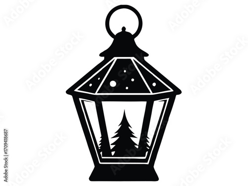 snow covered lantern light vector icon