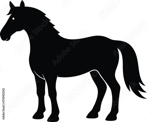 Clydesdale Horse Black Silhouette Vector Illustration. Minimalist Clydesdale Horse Vector Icon