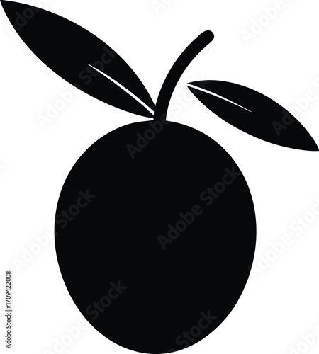 Symbol of Peace Olive Branch Silhouette, Mediterranean Olive Tree Silhouette Vector, Flat Design Olive Branch Vector Art