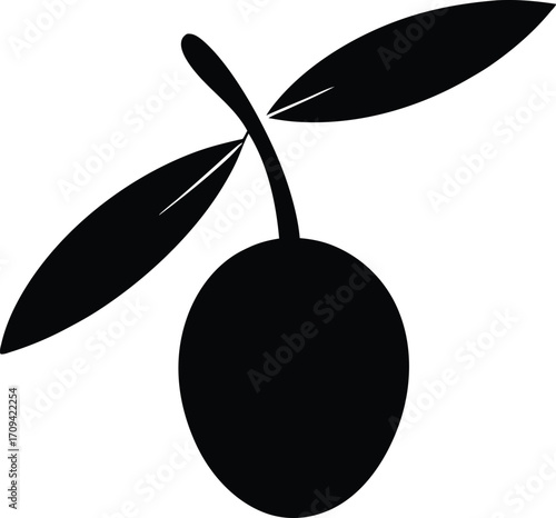 Symbol of Peace Olive Branch Silhouette, Mediterranean Olive Tree Silhouette Vector, Flat Design Olive Branch Vector Art