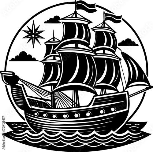 pirate ship vector