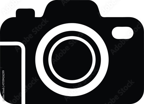 Photography Icon - Digital Camera Vector Outline. Vintage Camera Outline - Retro Style Vector Graphic